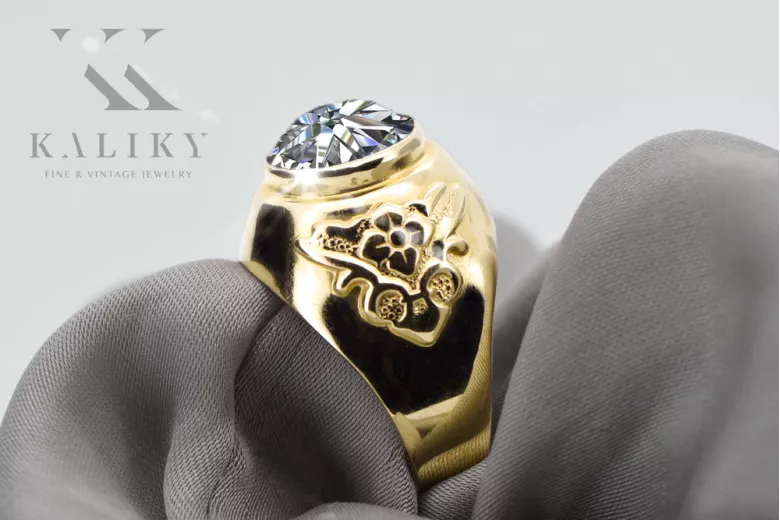 Anneau Zircon Or jaune 14 carats Bijoux vintage vrc078y